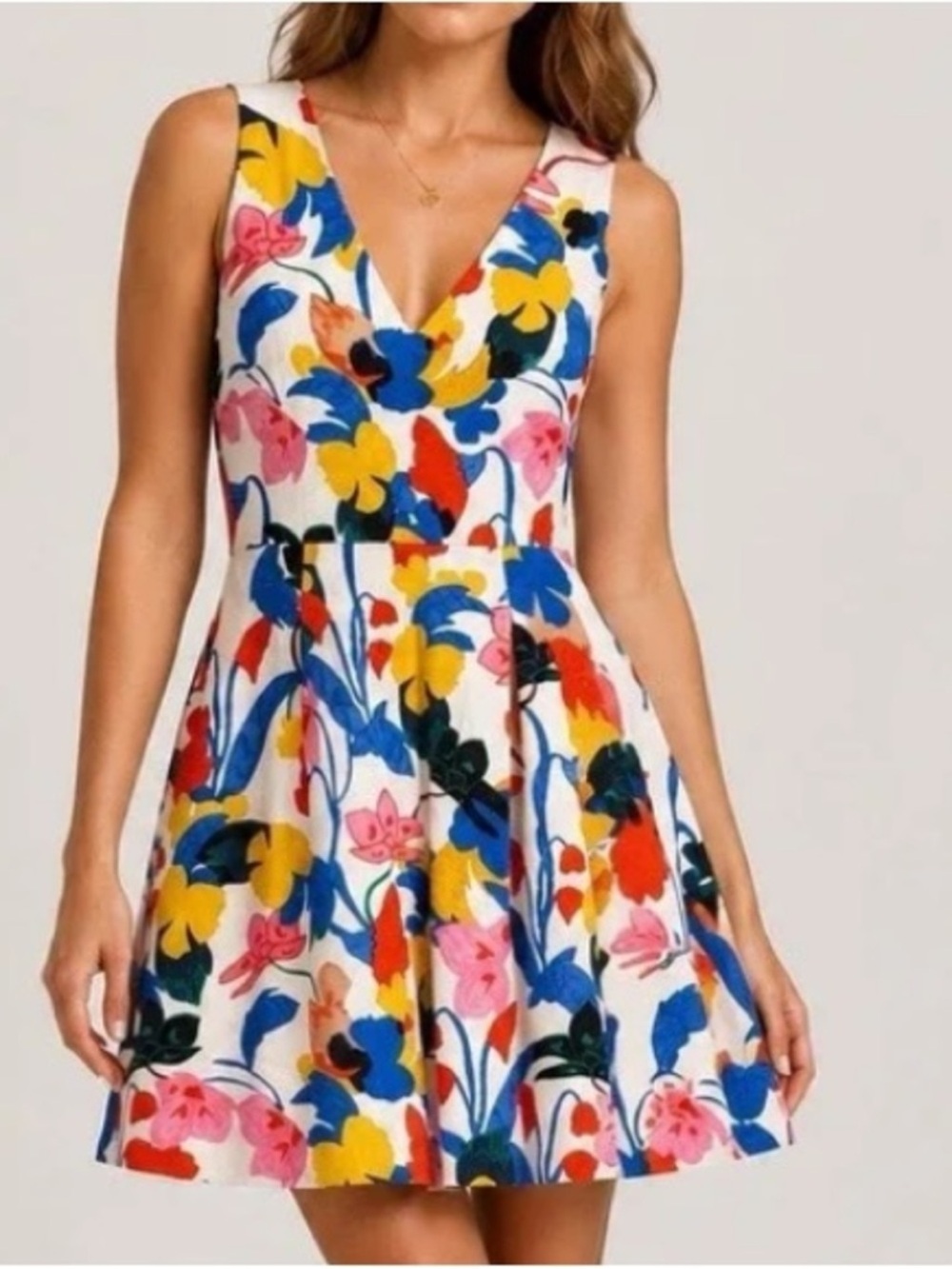 EUC J. Crew Morning Floral Linen Blend Fit & Flare Dress Size 2